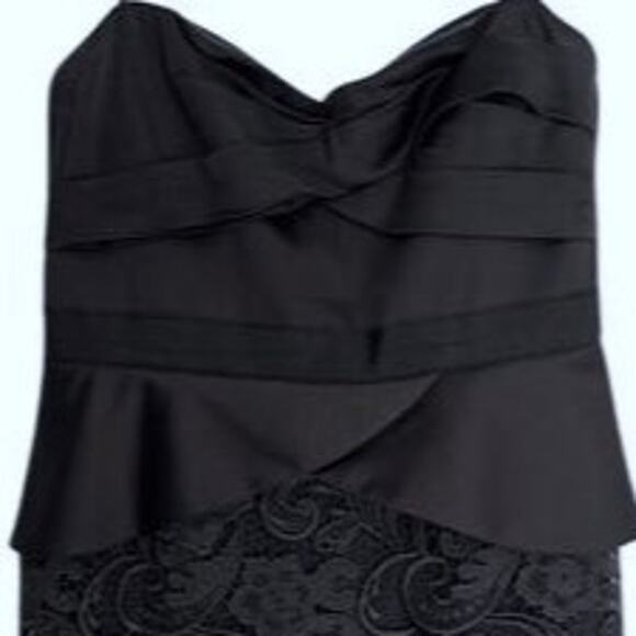 BCBGMaxazria Dress Womens Size 12 Black Lace Pencil Strapless Cocktail NWT - Picture 2 of 8